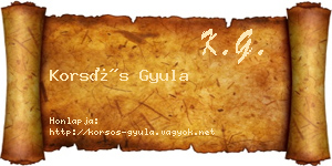 Korsós Gyula névjegykártya