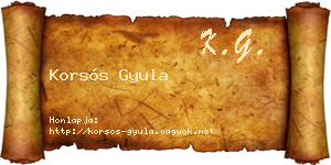 Korsós Gyula névjegykártya